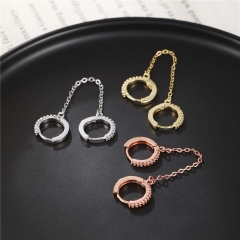 Wholesale Jewelry Copper With Zirconia Single Twisted Twist Tassel Chain Earrings Buckle