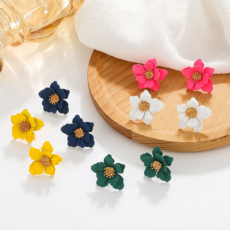 Wholesale Jewelry Colorful Frosted Sweet Multi-layer Floral Earrings