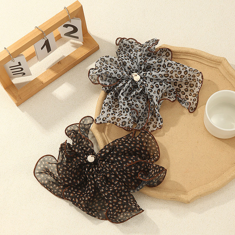 Wholesale Jewelry Spring Clip Chiffon Small Leopard Print Fashion Broken Hair Card