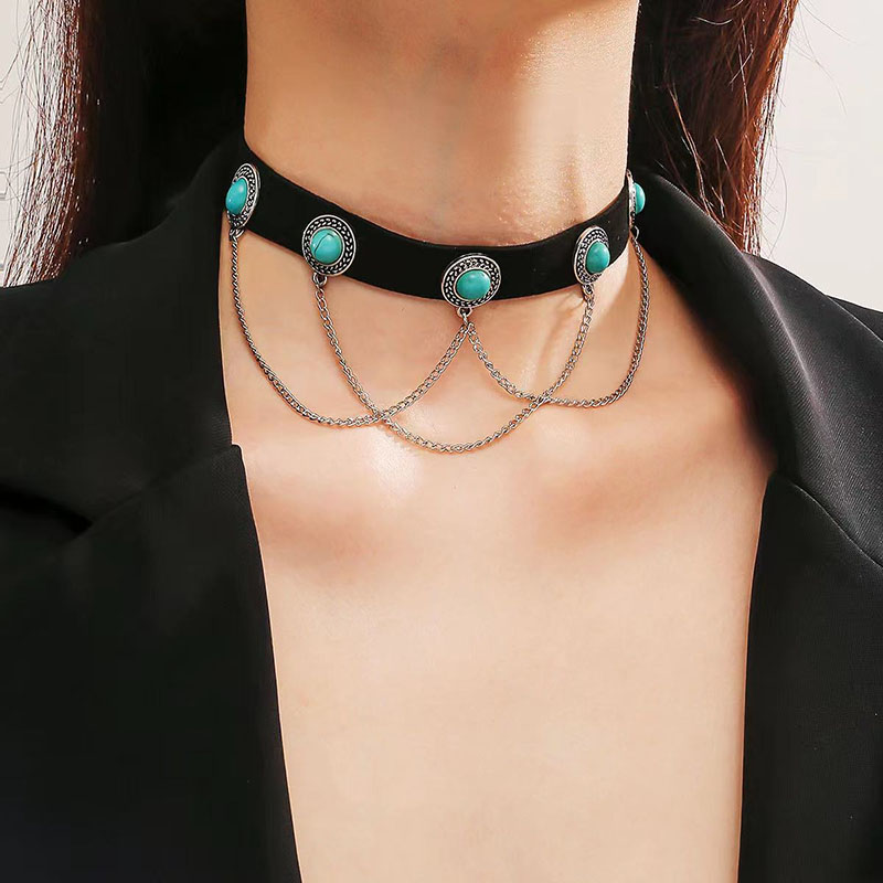 Wholesale Jewelry Personalized Punk Dark Black Velvet Collarbone Chain Vintage Black Necklace