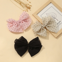 Wholesale Jewelry Bow Fabric Polka Dot Spring Clip Top Clip
