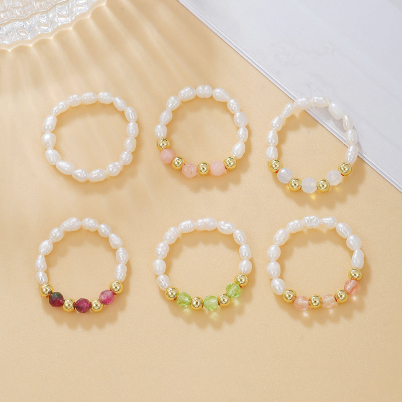 Wholesale Jewelry Handmade Crystal Fashion Beaded Pearl Stacking Fashion Ring