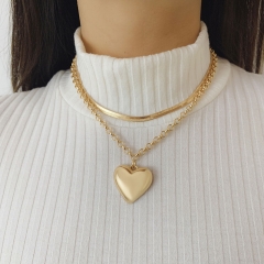 Wholesale Jewelry Exaggerated Chain Snake Bone Minimalist Metal Heart Necklace