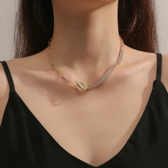 Wholesale Jewelry Splicing Mixed Color Simple Delicate Zircon Necklace