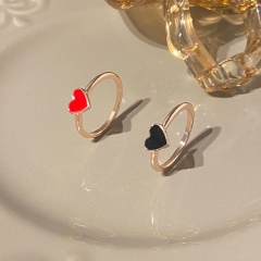 Wholesale Jewelry Oil Drip Love Simple Metal Peach Heart Ring Set Of 2