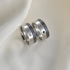 Wholesale Drip Oil Inlaid Zircon Titanium Steel Couple Pair Ring