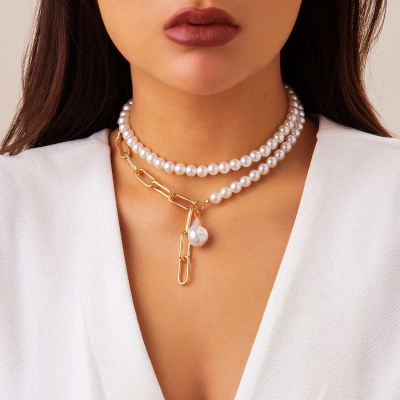 Wholesale Temperament Simple Baroque Imitation Pearl Necklace