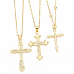 Light Luxury Inlaid Zircon Cross Necklace Wholesale