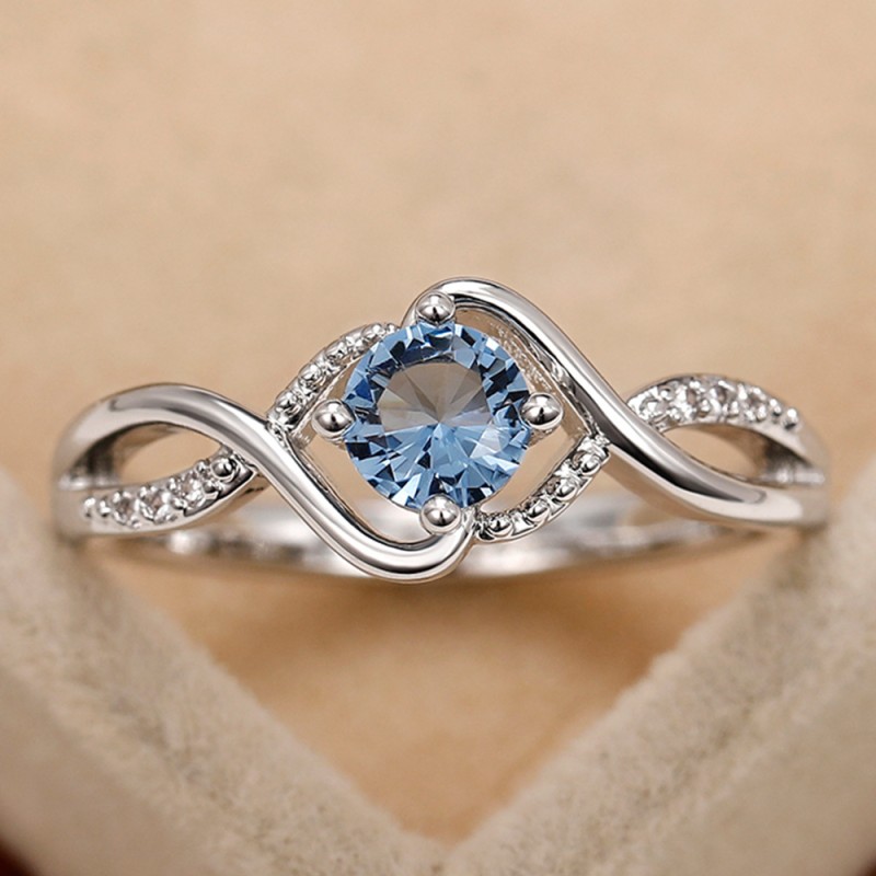 Wholesale Wave Blue Diamond Zircon Ring