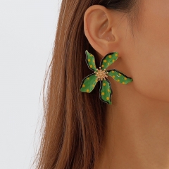 Wholesale Fashion Alloy Drop Oil Flower Wave Point Earrings