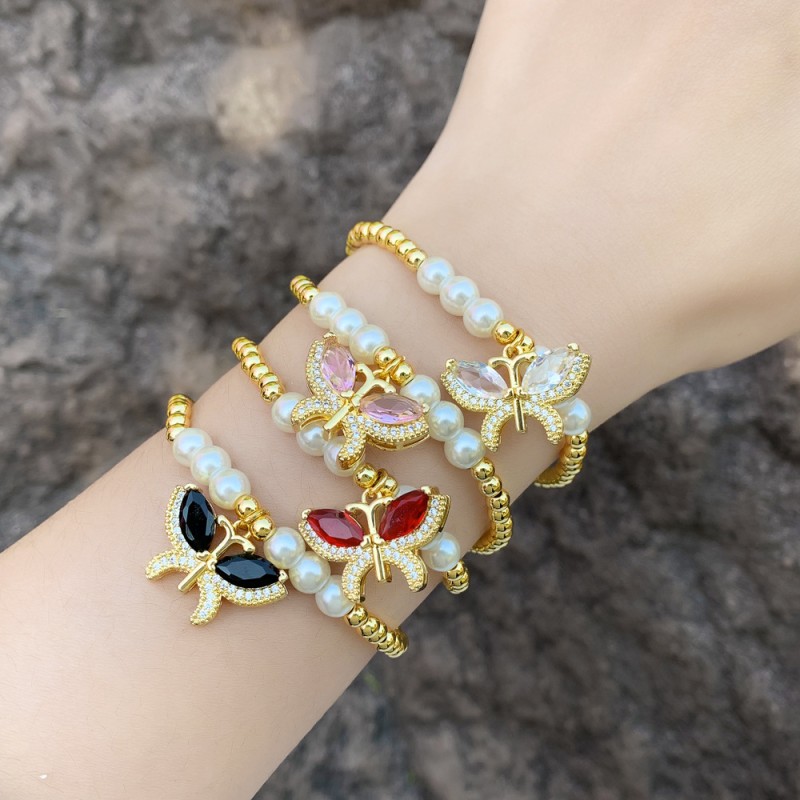 Pulsera De Perlas De Mariposa Al Por Mayor