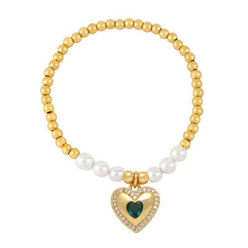 Wholesale Beaded Ladies Simple Love Pendant Pearl Bracelet