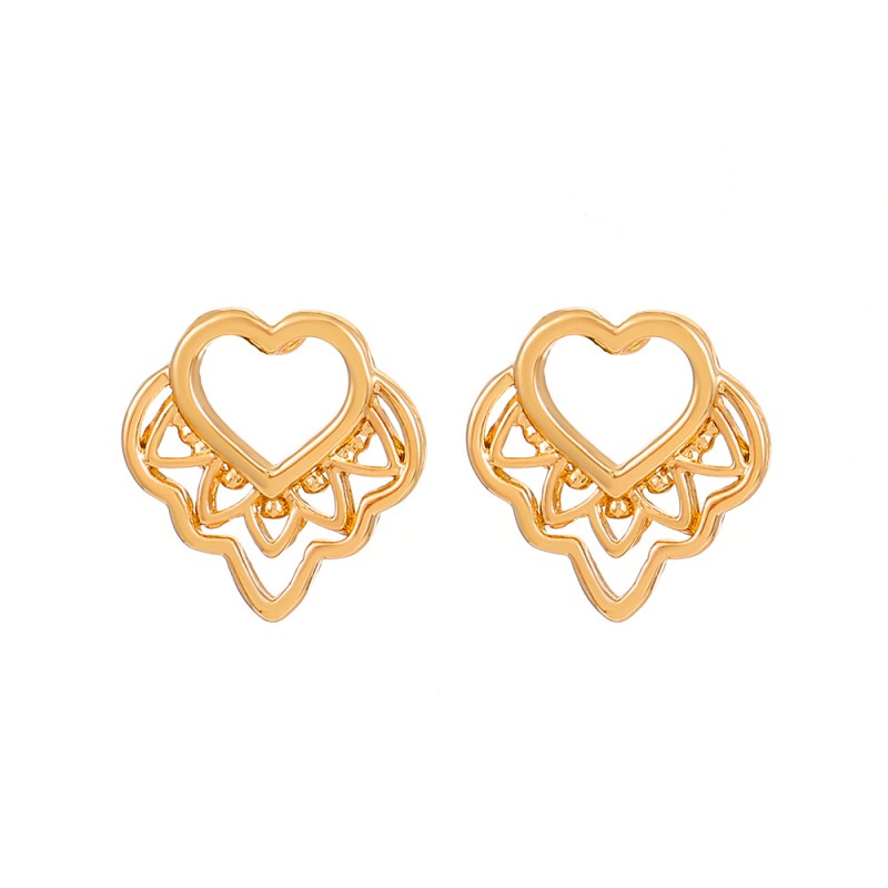 Wholesale Hollow Love Retro Metal Geometric Heart Earrings