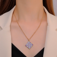 Wholesale Oil Drop Checkerboard Necklace