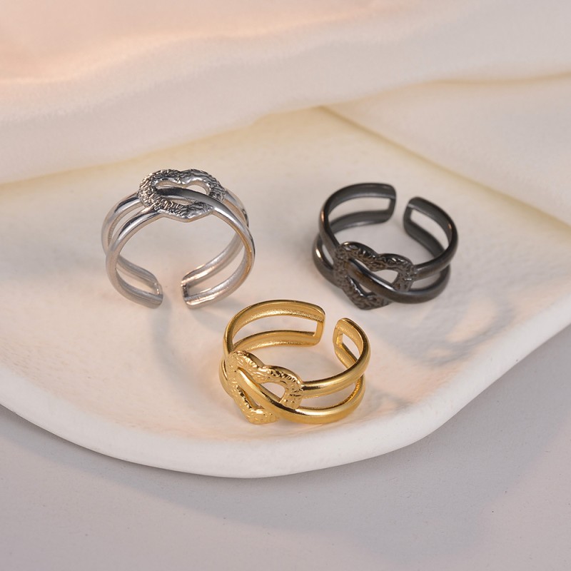 Wholesale Open Couple Love Adjustable Titanium Steel Vacuum Electroplated Ring