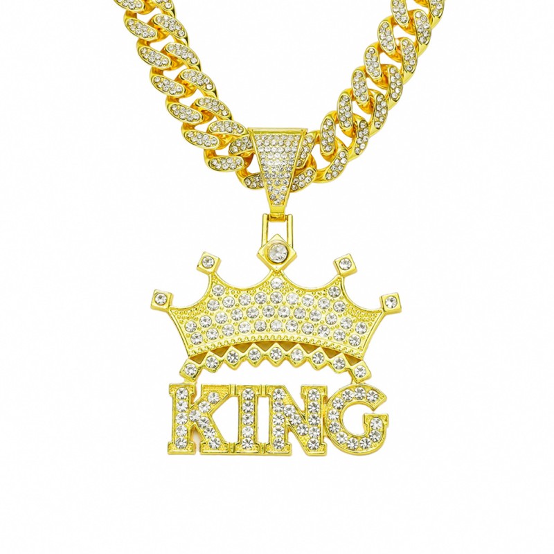 Venta Al Por Mayor Hip Hop KING Letra Corona Street Marea Cool Collar Colgante De Diamantes