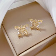 D124 Earrings [Silver Needle Copper Real Gold Plating]]