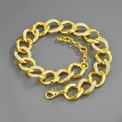 Collar Cubano De Diamantes De Gran Tamaño Elíptico Dominante De Aleación Al Por Mayor Exagerada 24mm