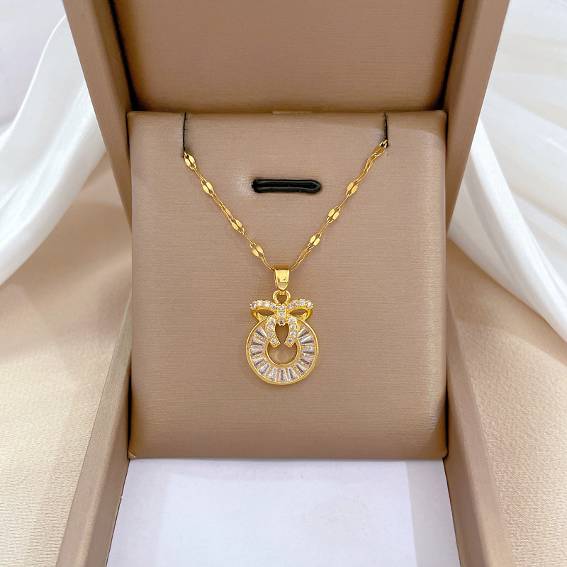 Proveedor De Collar De Lujo Con Incrustaciones De Diamantes De Estilo Palacio De Anillo De Lazo De Acero De Titanio