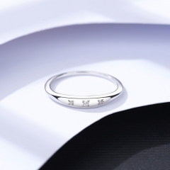 Wholesale Sterling Silver Japanese Plain Ring Cute Zircon Simple Smooth Ring