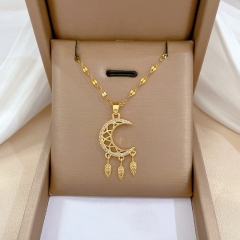 Collar Hueco De Lujo Luna De Acero De Titanio Al Por Mayor