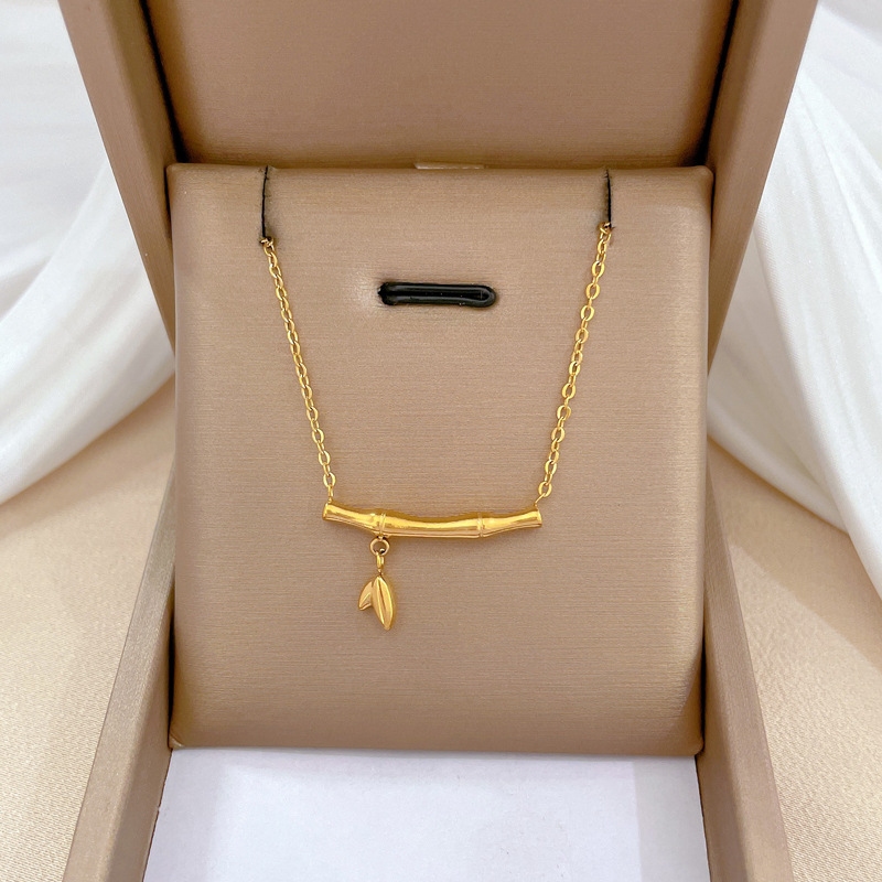 Collar De Oro En Horno De Viento Minimal De Bambú De Acero De Titanio De Cuerpo Al Por Mayor