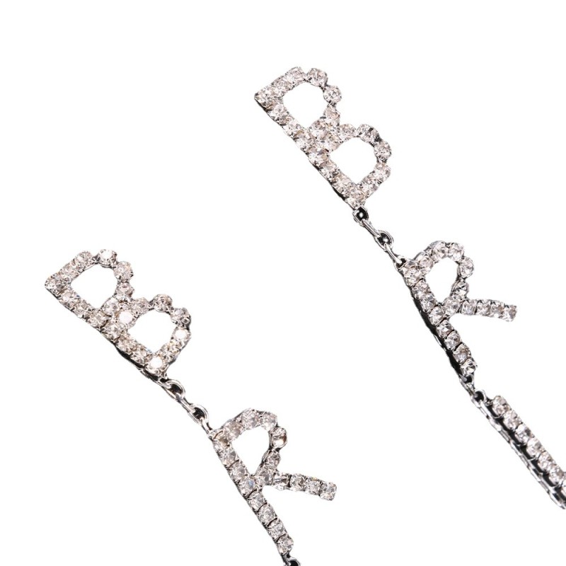 Wholesale BRIDE Letter Bride Fashion Simple Long Rhinestone Earrings