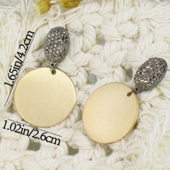 Wholesale Retro Temperament Simple Atmosphere Round Wire-drawn Gold Earrings