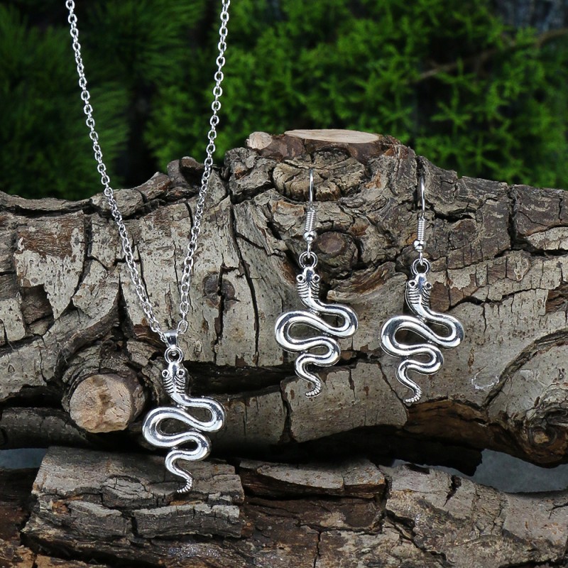 Juego De Pendientes De Collar Retro Estilo Punk De Personalidad De Moda En Forma De Serpiente Al Por Mayor