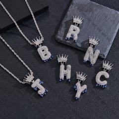 Wholesale Crown Drop Letter Hip Hop Pendant Necklace
