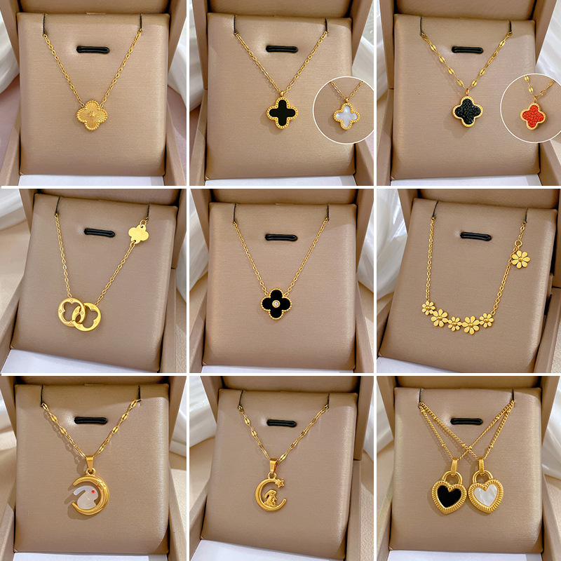 Wholesale Full-body Titanium Steel Furnace Gold Plating Color Retention Necklace