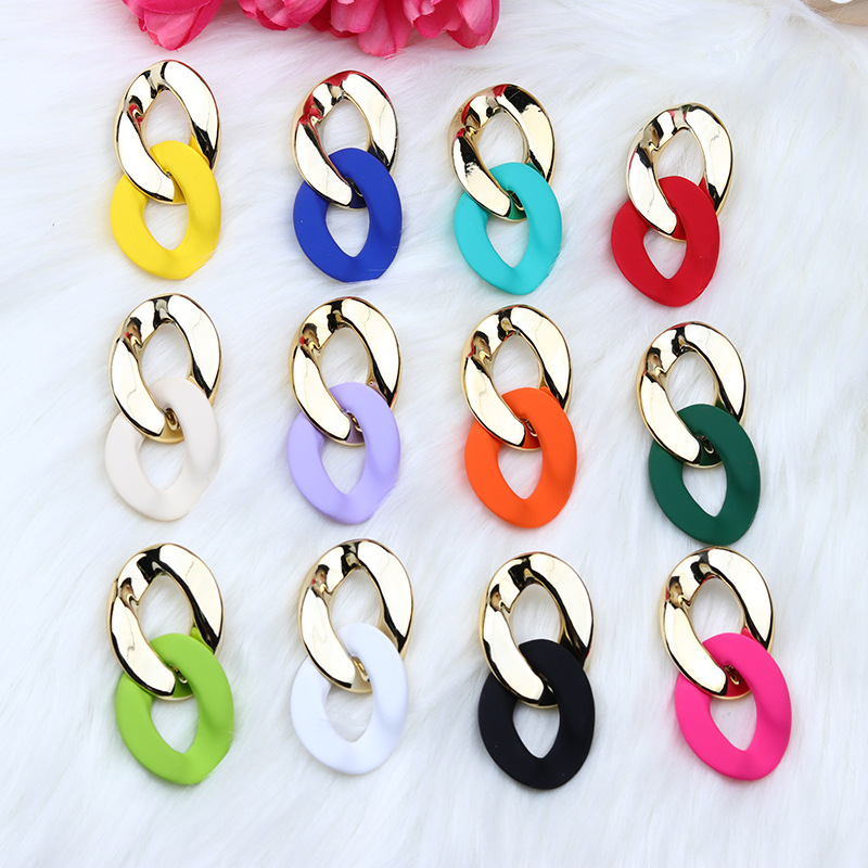 Wholesale Diamond Chain Macaron Color Simple Fashion Earrings