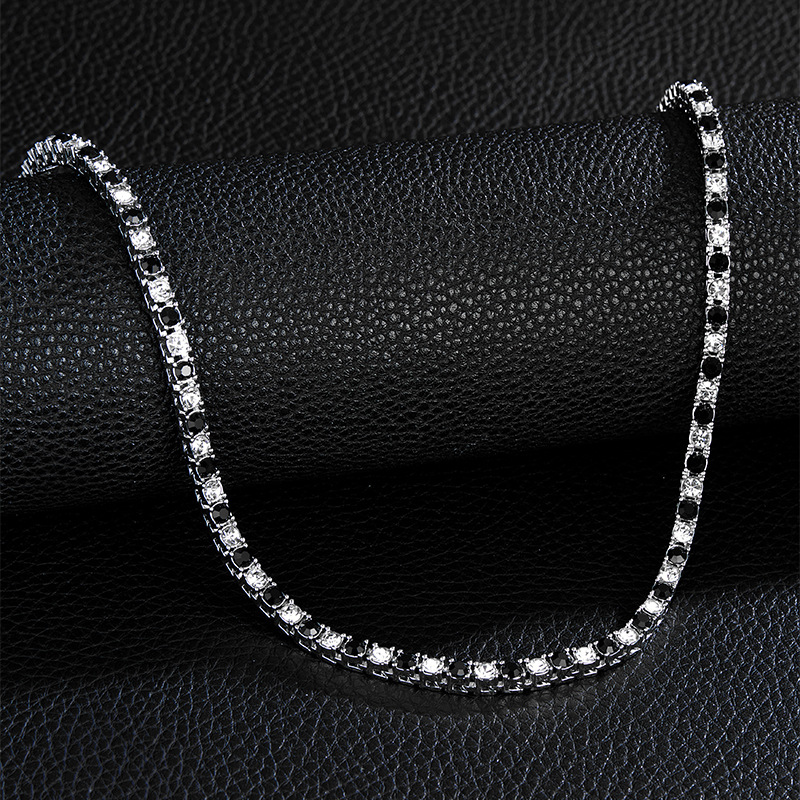 Wholesale Hip Hop 4mm A Row Of Tennis Chain Simple Versatile Two-color Alloy Zircon Neck Chain