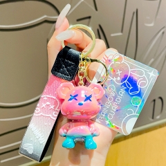 Wholesale Gradient Graffiti Bear Keychain