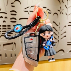 Wholesale Creative Cartoon Wednesday Adams Doll Hanging Car Keychain