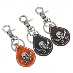Wholesale Alloy Skull Retro Cowhide Keychain