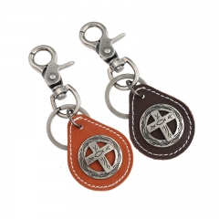 Wholesale Vintage Cross Cowhide Keychain