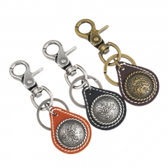 Wholesale Vintage Men's Alloy Cowhide Keychain