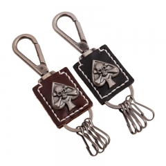 Wholesale Vintage Leather Block Skull Punk Keychain