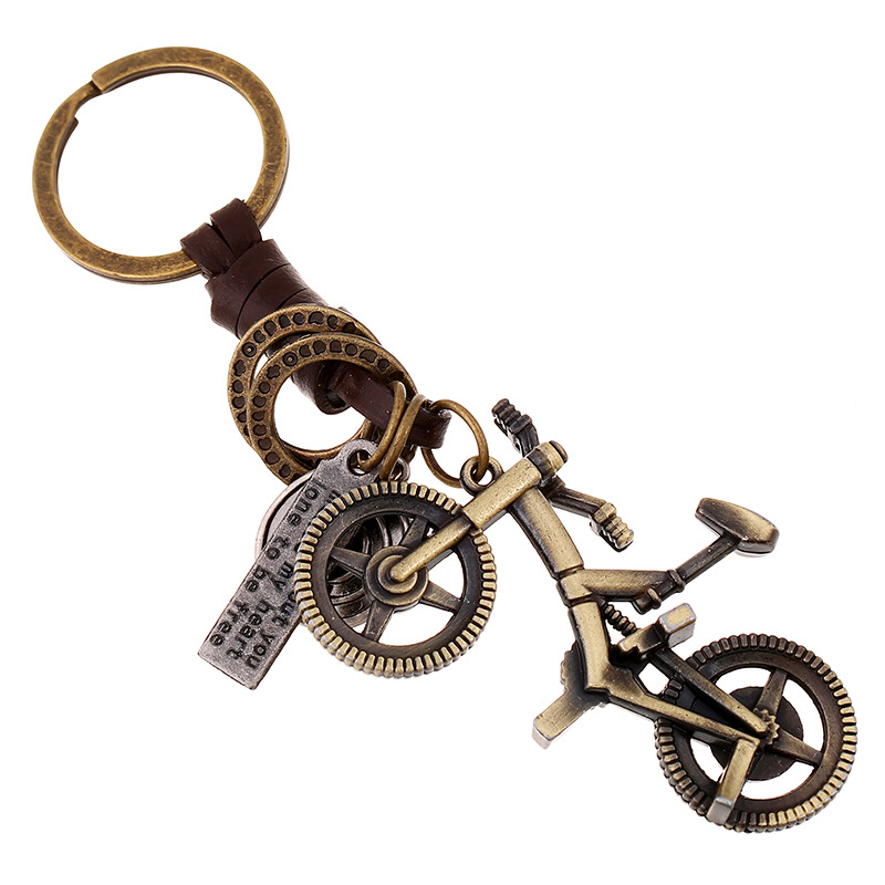 Wholesale Vintage Braided Cowhide Bicycle Keychain
