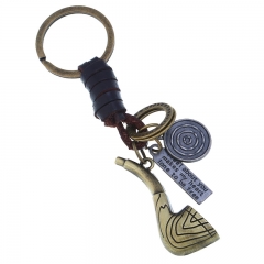 Vintage Woven Cowhide Pipe Keychain Supplier