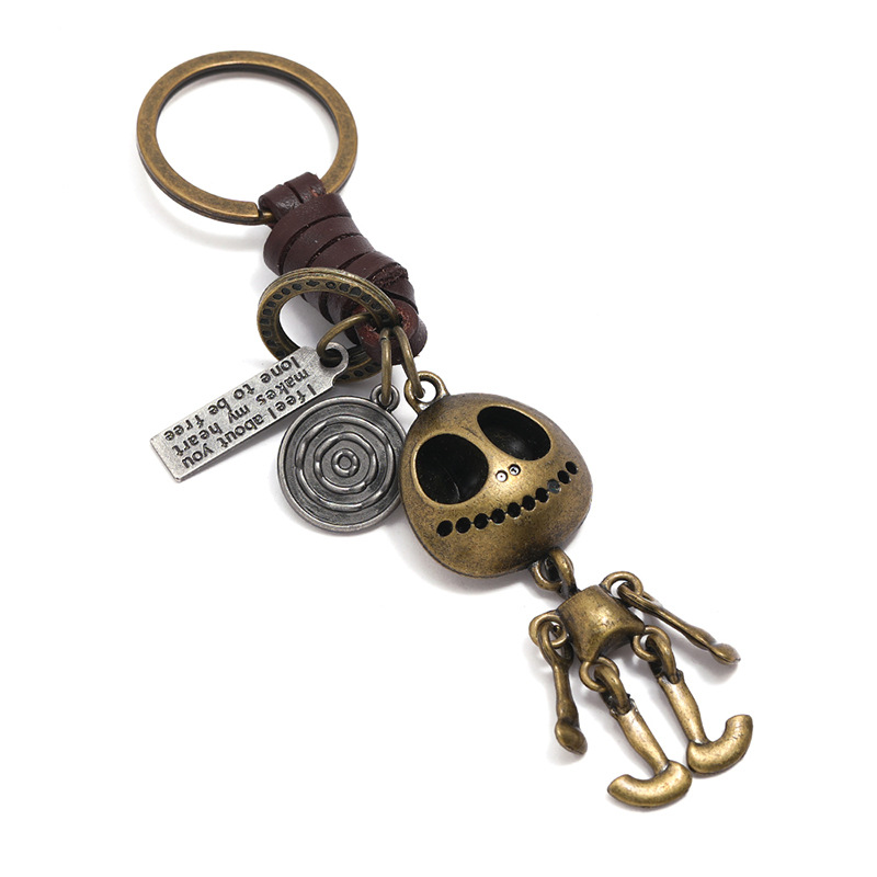 Wholesale Halloween Skull Skeleton Pendant Cowhide Keychain