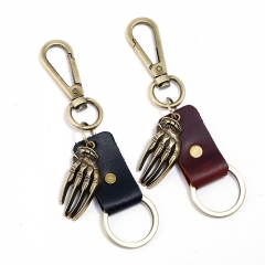 Wholesale Men's Personalized Retro First Layer Cowhide Car Keychain