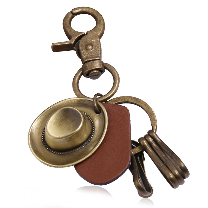 Wholesale Retro Hat Cowhide Keychain