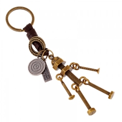 Wholesale Retro Cowhide Hand And Foot Movable Robot Keychain