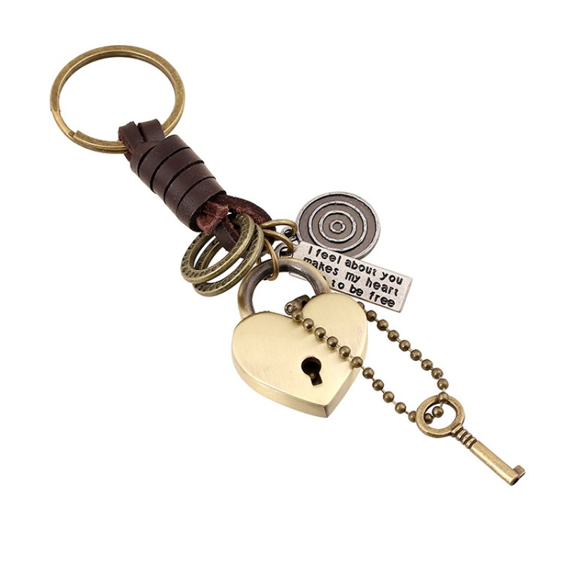 Wholesale Vintage Cowhide Alloy Punk Key Chain