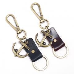 Wholesale Simple Retro Cowhide Bronze Keychain