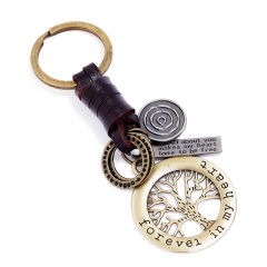 Hand Woven Bronze Lucky Tree Cowhide Keychain Supplier