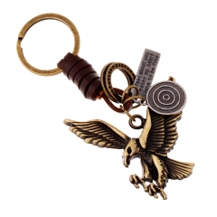 Wholesale Multi-layer Braided Cowhide Eagle Keychain