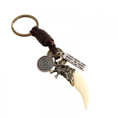 Wholesale Vintage Woven Resin Spike Leather Keychain